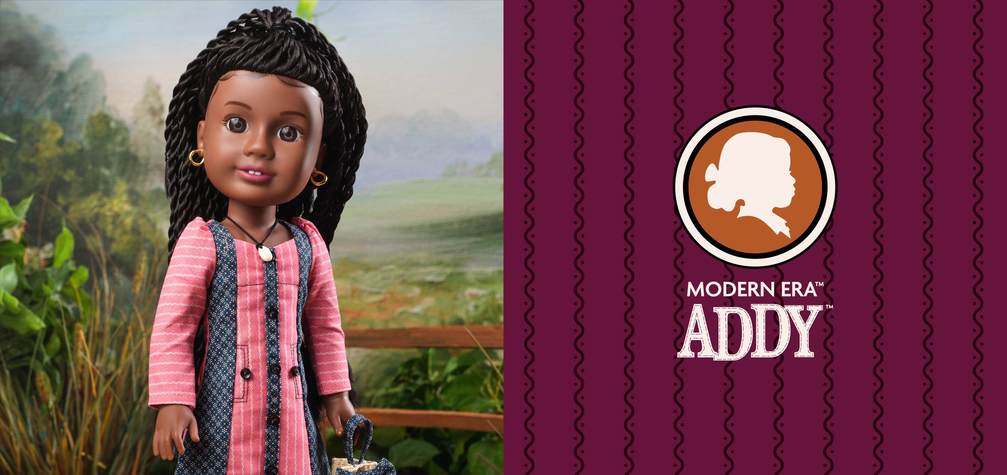 Image of the Modern Era American Girl Addt doll with text 'Modern Era Addy'.
