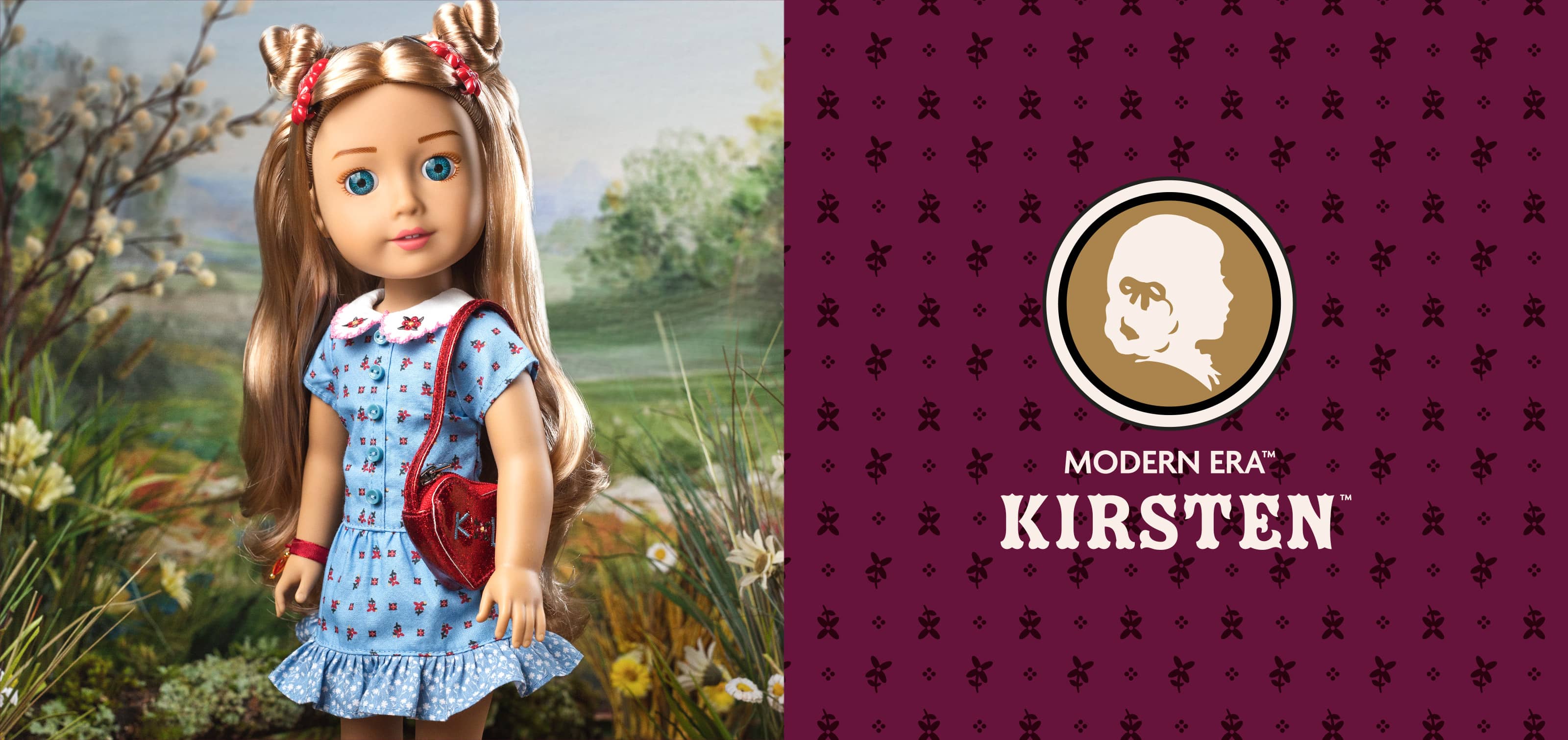 Image of the Modern Era American Girl Kirsten doll with text 'Modern Era Kirsten'.