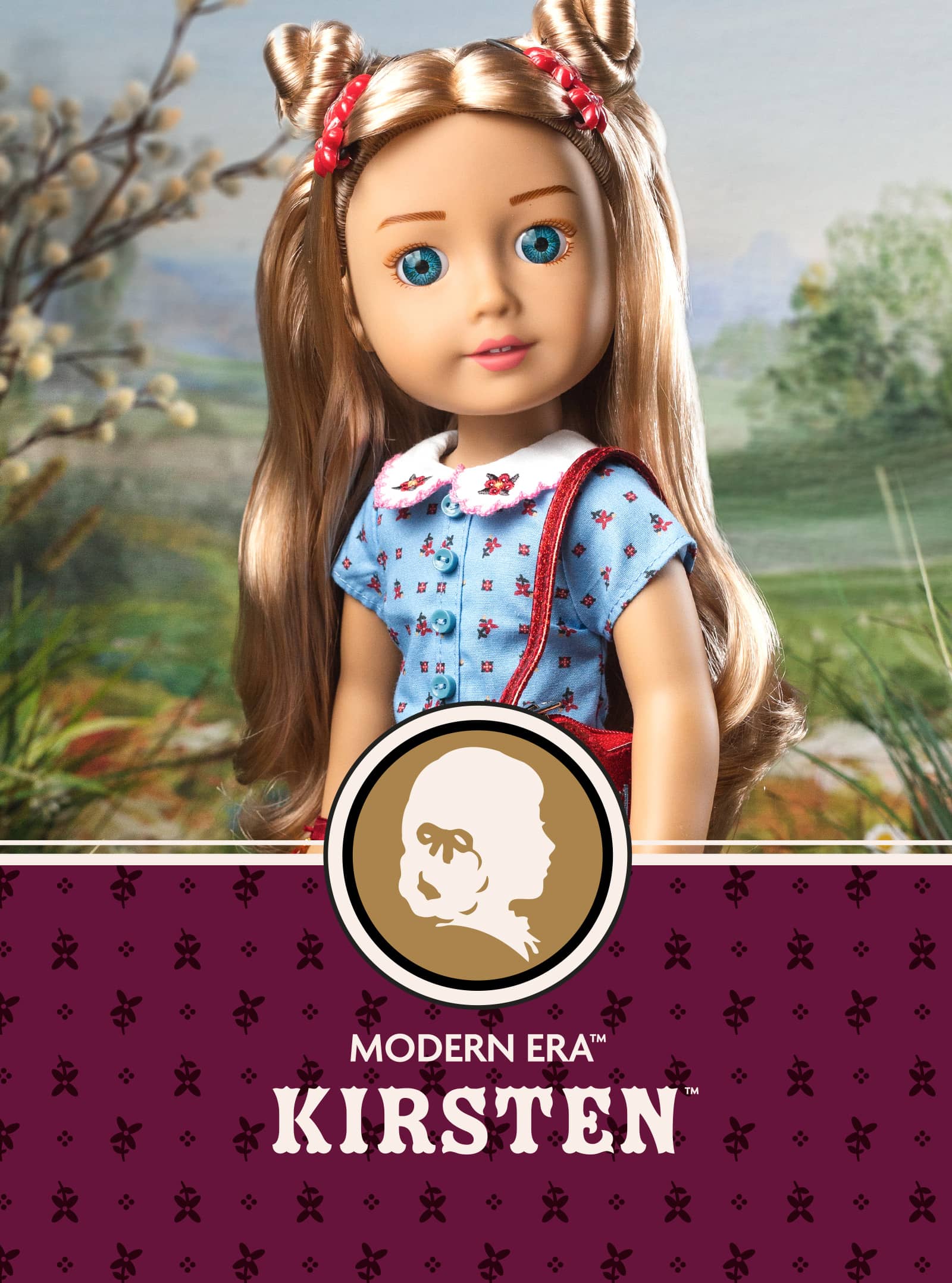 Image of the Modern Era American Girl Kirsten doll with text 'Modern Era Kirsten'.