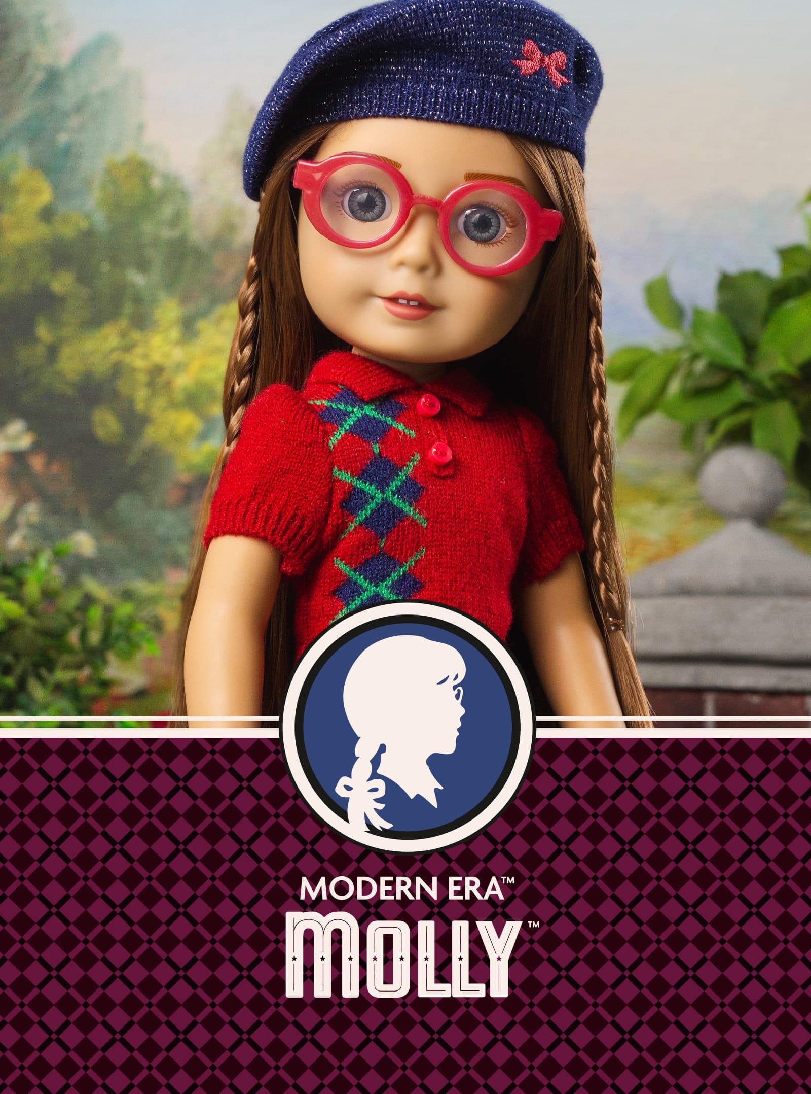 Image of the Modern Era American Girl Molly doll with text 'Modern Era Molly'.