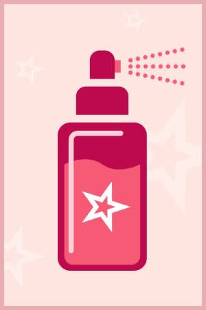 Illustrated image of water spraying from spray bottle