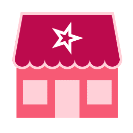 Icon of pink store with white star on the awning